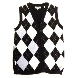 Ann Taylor XS Argyle Button Down Vest